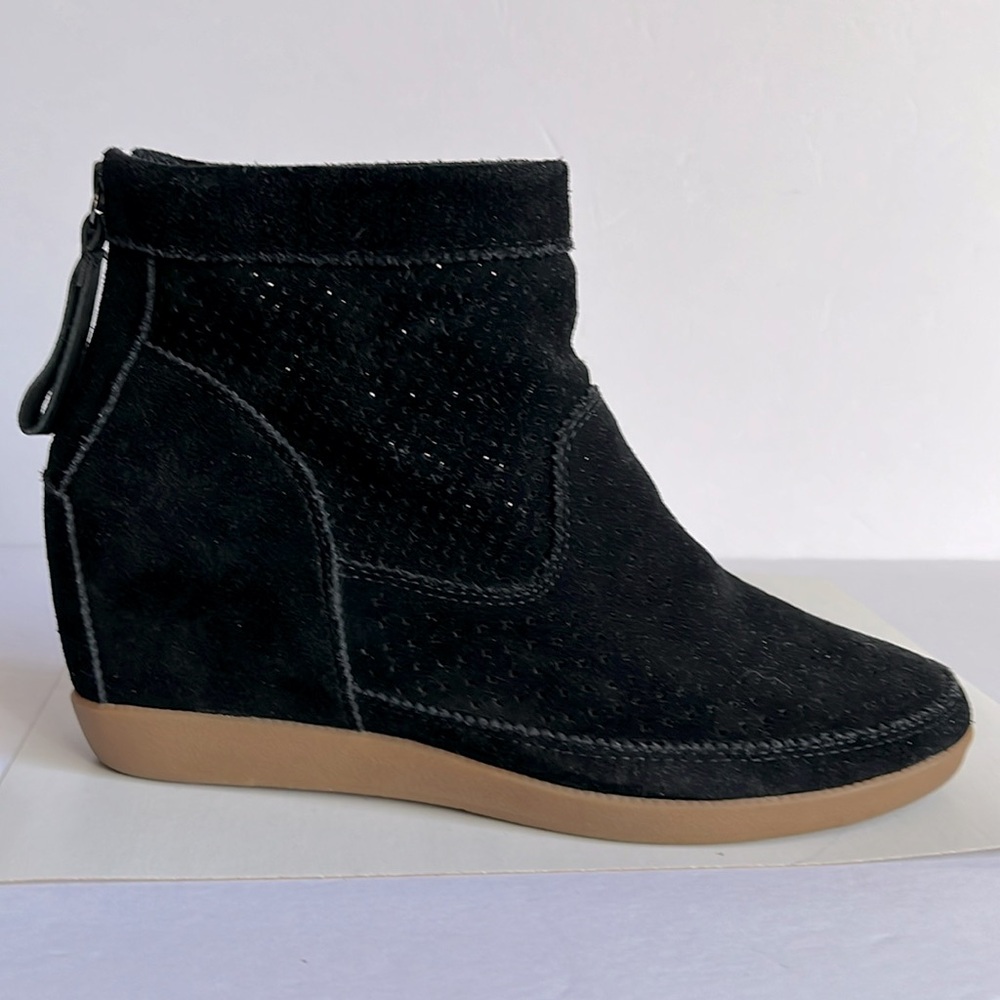 Anthropologie Shoe The Bear Emmy Suede Wedge Black Sz 38 Hidden Wedge Sneakers - Picture 4 of 10